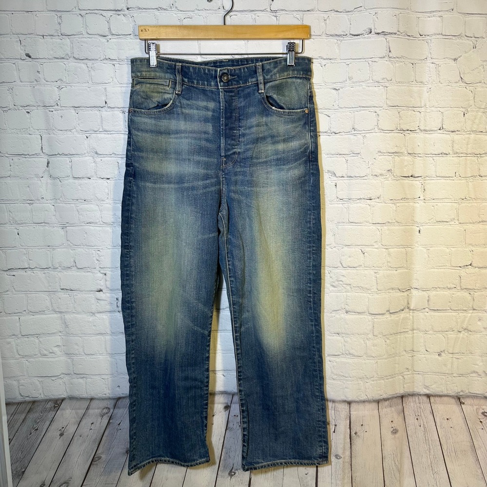 G-Star RAW High Waisted Straight Leg Jeans Medium Wash Blue Denim Womens 29